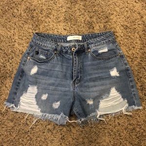 High waisted denim shorts